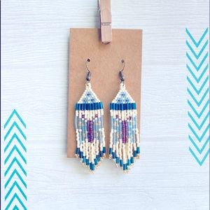 Artisan handmade beaded fringe earrings